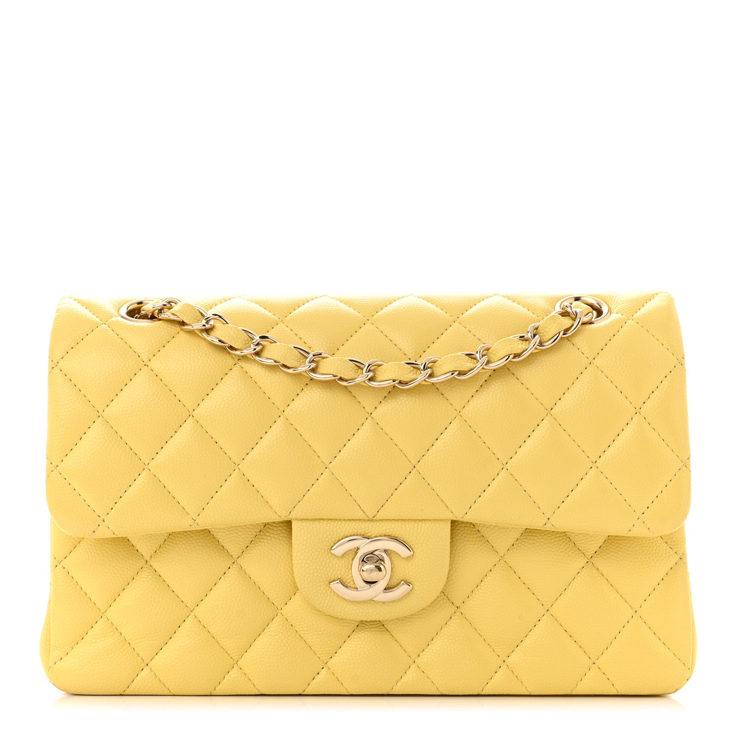 Chanel Caviar Quilted Small Double Flap Yellow 1 of 10