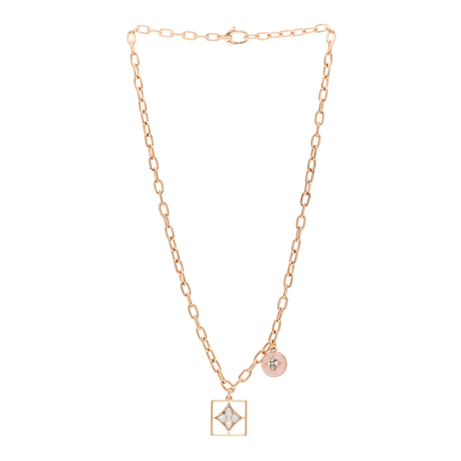 Louis Vuitton 18K Pink Gold Diamond Pink Opal Mother of Pearl B Blossom Necklace 3 of 6