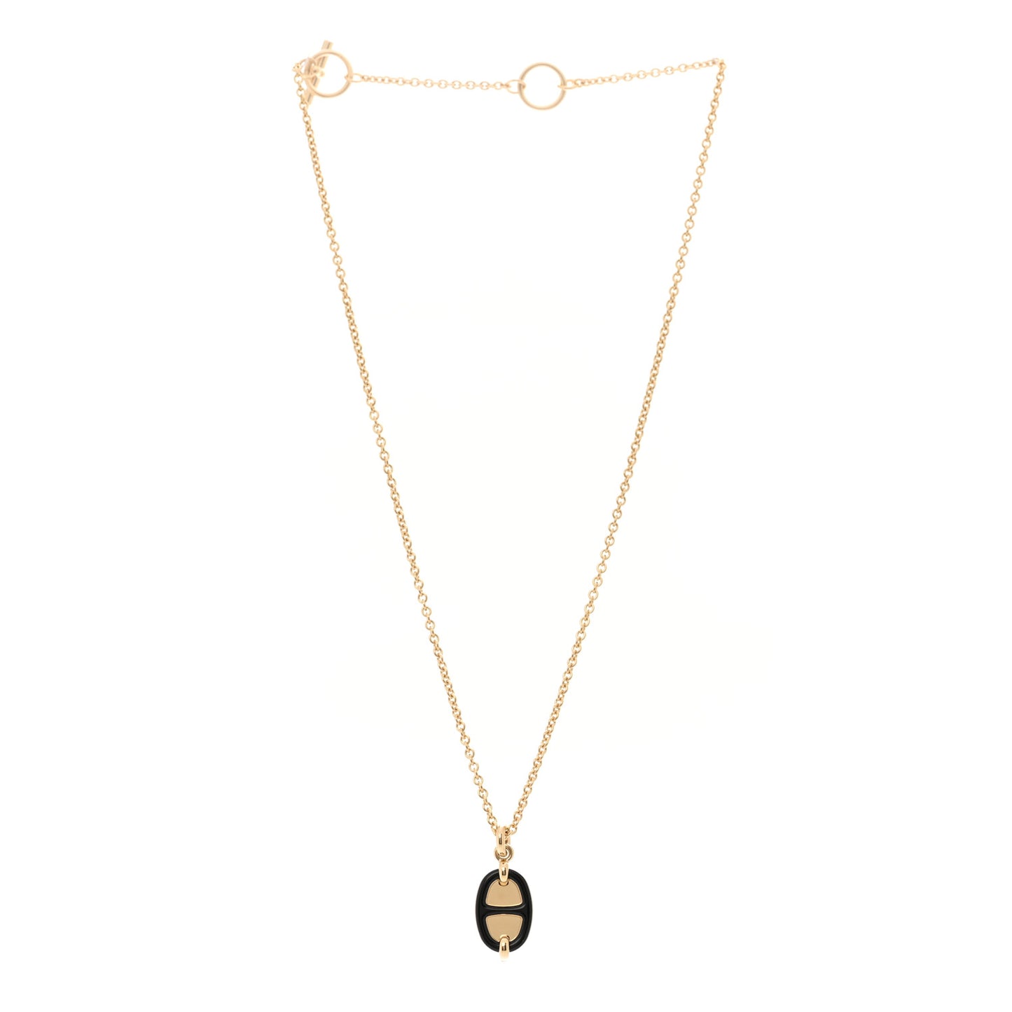 Metal Enamel Mini Maillon Pendant Necklace Black