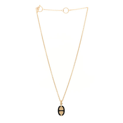 Hermes Metal Enamel Mini Maillon Pendant Necklace Black 3 of 7