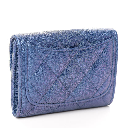 Chanel Iridescent Caviar Quilted Flap Card Holder Wallet Dark Blue 2 of 8