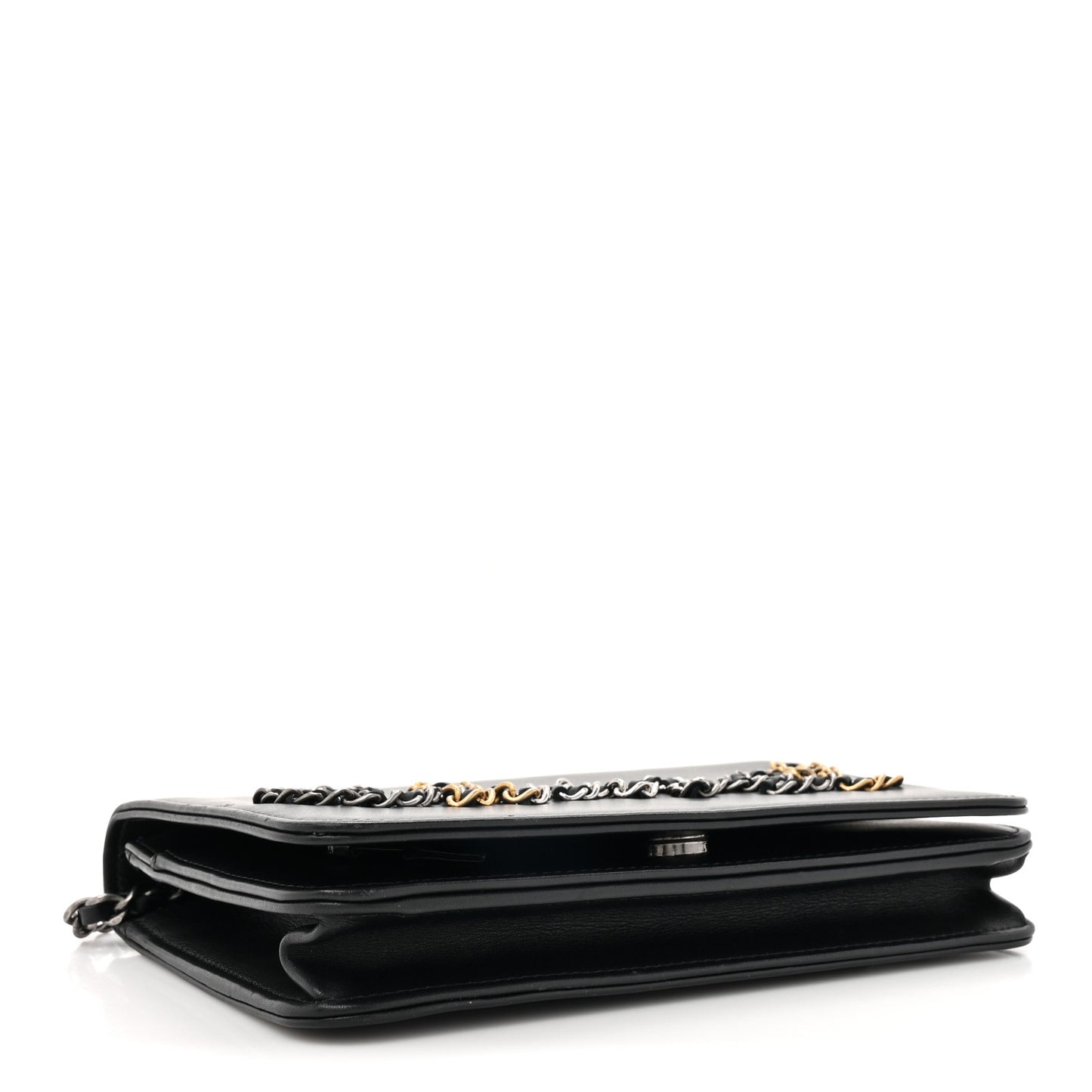 Calfskin Chain 20s Signe Wallet on Chain WOC Black