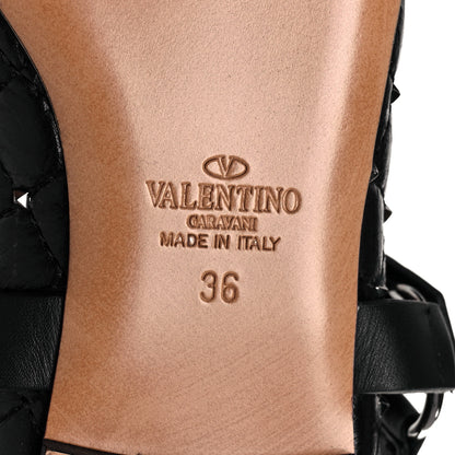Valentino Garavani Crackled Lambskin Rockstud Spike Captoe Ballerina Flats 36 Black 6 of 9