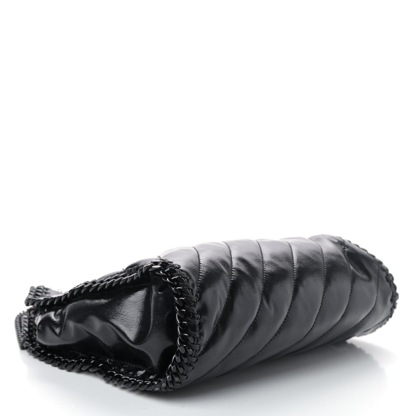 Patent Eco Alter Nappa Quilted Mini Falabella Fold Over Tote Black
