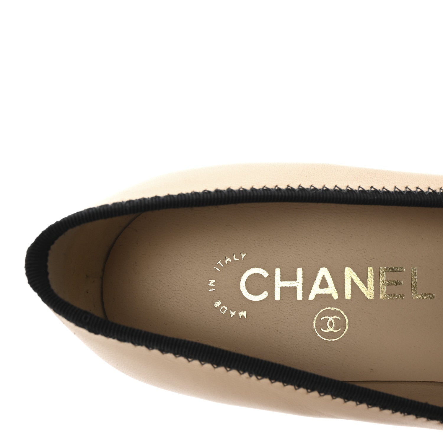 Chanel Lambskin Grosgrain Cap Toe Chain Pumps 38 Beige Black 8 of 10