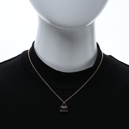 Hermes 18K Rose Gold Black Jade Kelly Amulettes Pendant Necklace 2 of 5