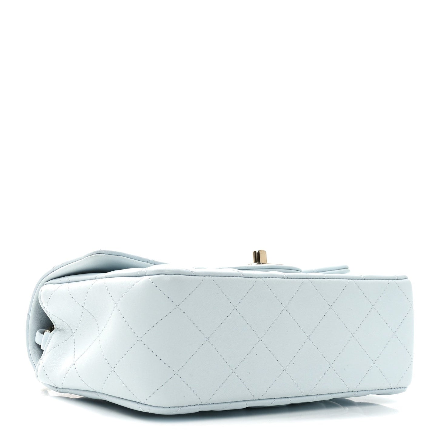Lambskin Quilted Mini Rectangular Flap Light Blue