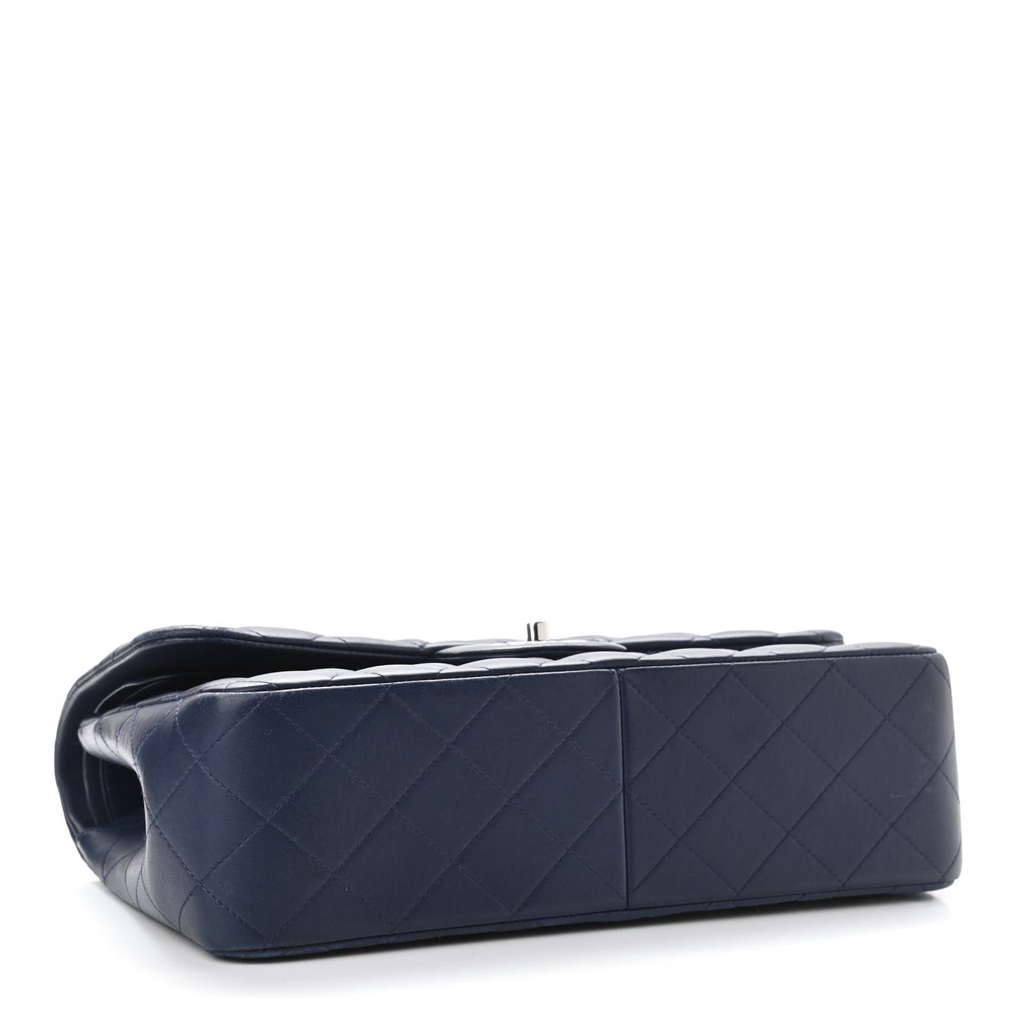 Lambskin Quilted Jumbo Double Flap Navy Blue