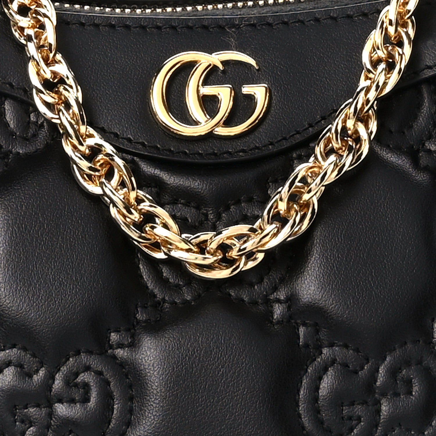 Gucci Calfskin GG Matelasse Chain Handbag Black Natural 9 of 11