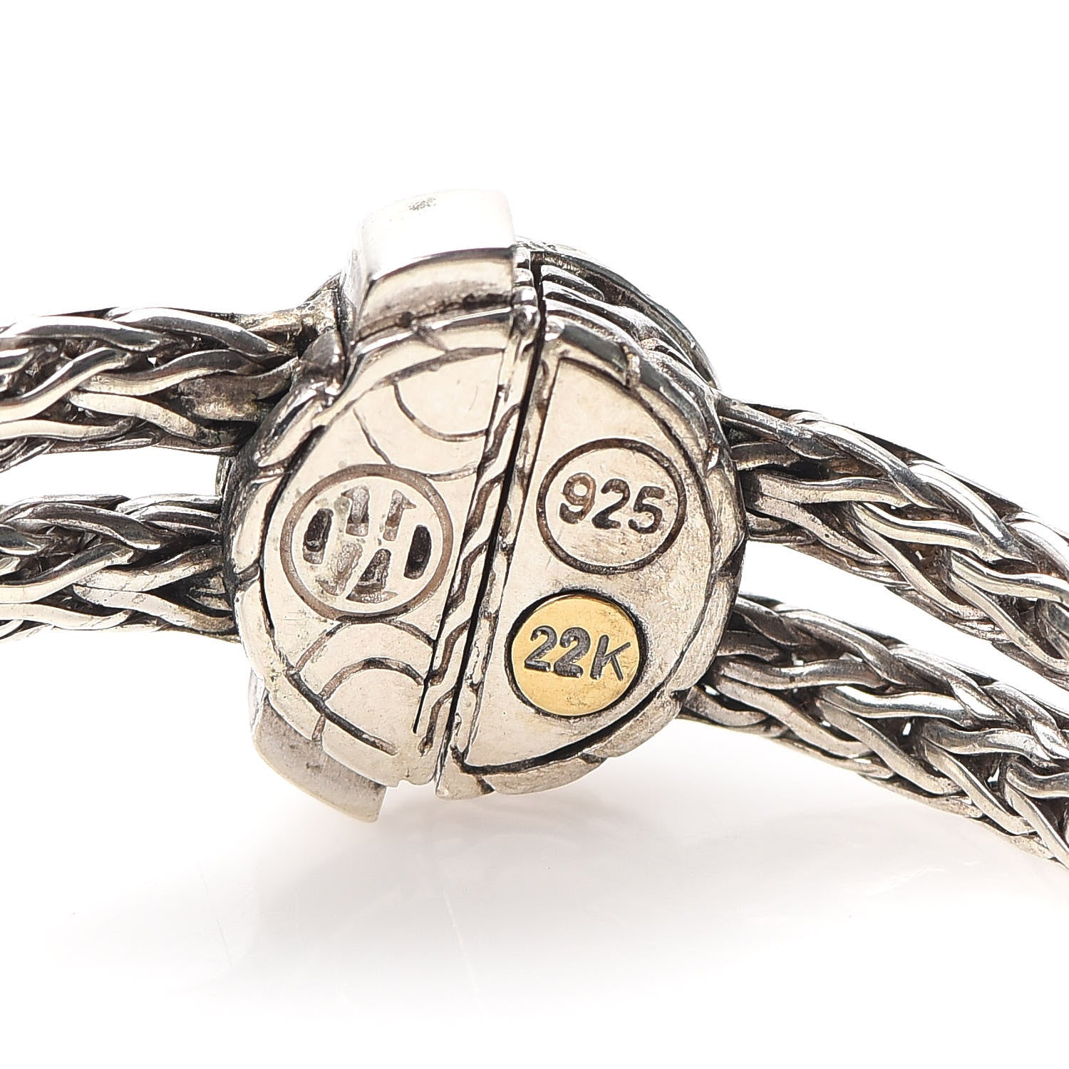 John Hardy Sterling Silver 22K Yellow Gold 12mm Palu Station Bracelet 4 of 5