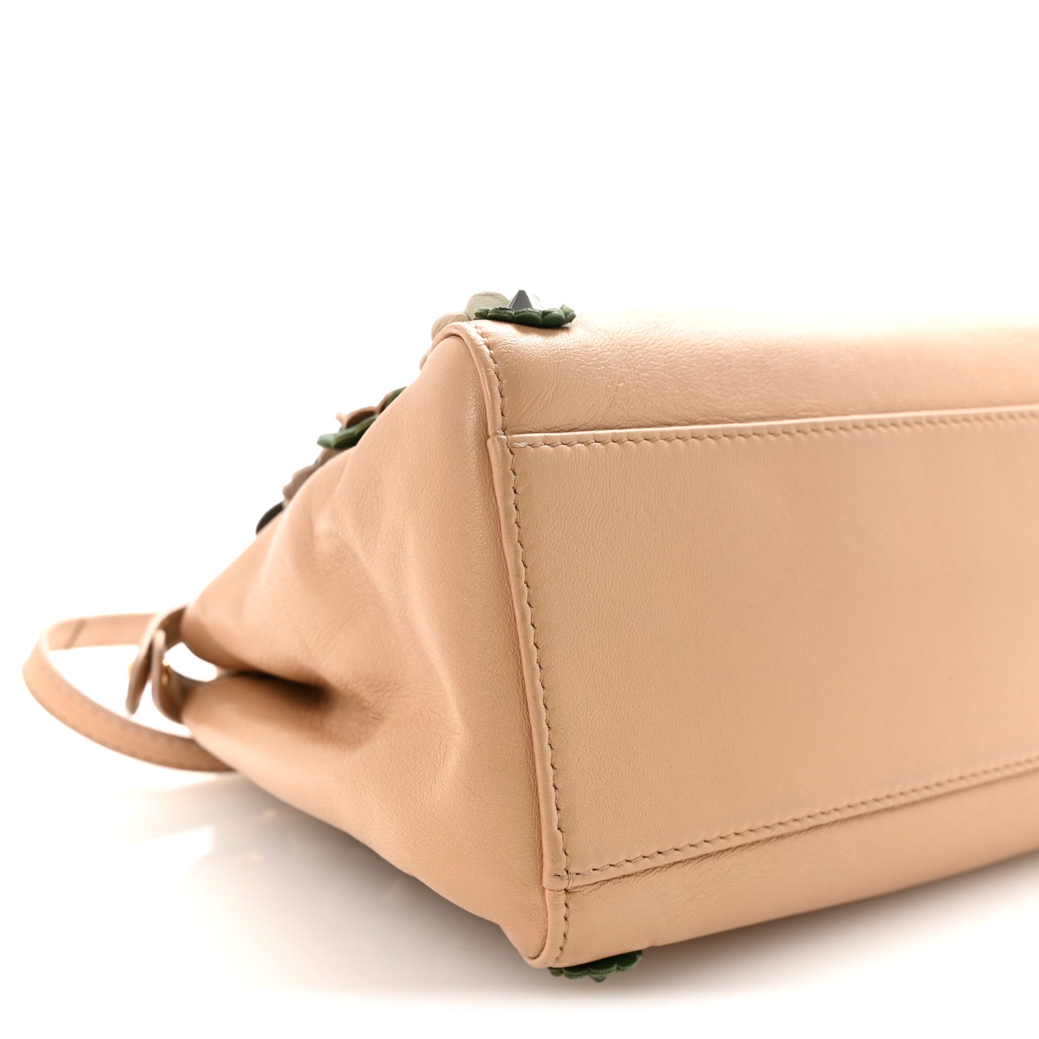 Fendi Nappa Flowerland Mini Peekaboo Iconic Satchel Miele Scuro 8 of 12