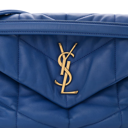 Saint Laurent Lambskin Quilted Small Loulou Puffer Monogram Chain Satchel Majorele Blue 8 of 10