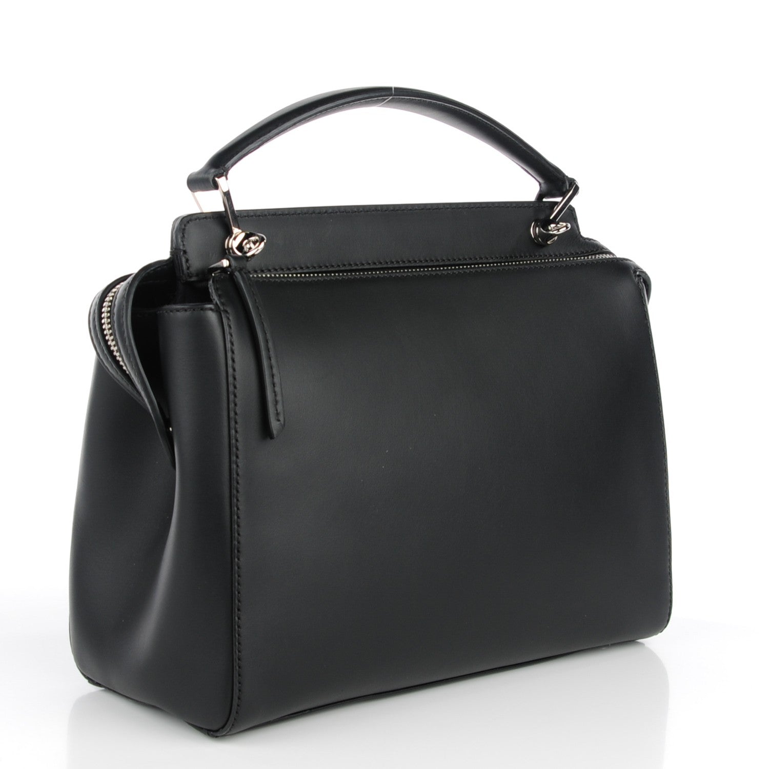 Fendi Vitello Baltico Dolce DotCom Satchel Black Blue Royal 3 of 8