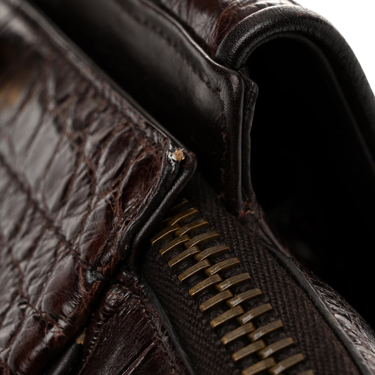 Crocodile Medium 1973 Top Handle Satchel Brown