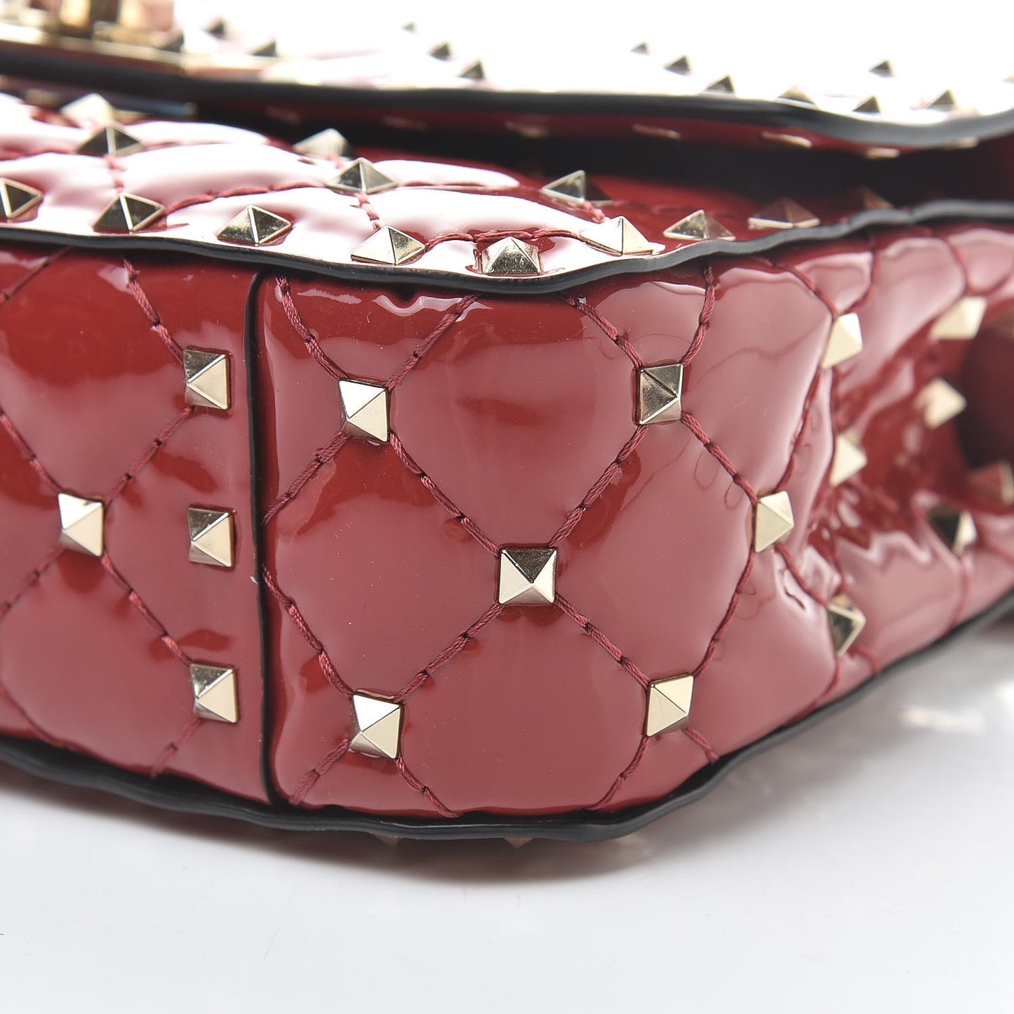 Patent Small Rockstud Spike Shoulder Bag Rosso Valentino