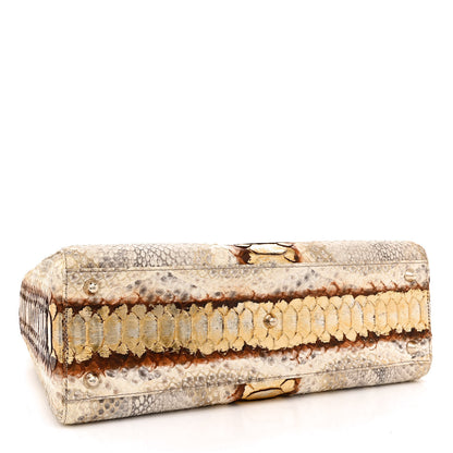 Christian Dior Metallic Snakeskin Large Lady Dior Beige Gold 4 of 12