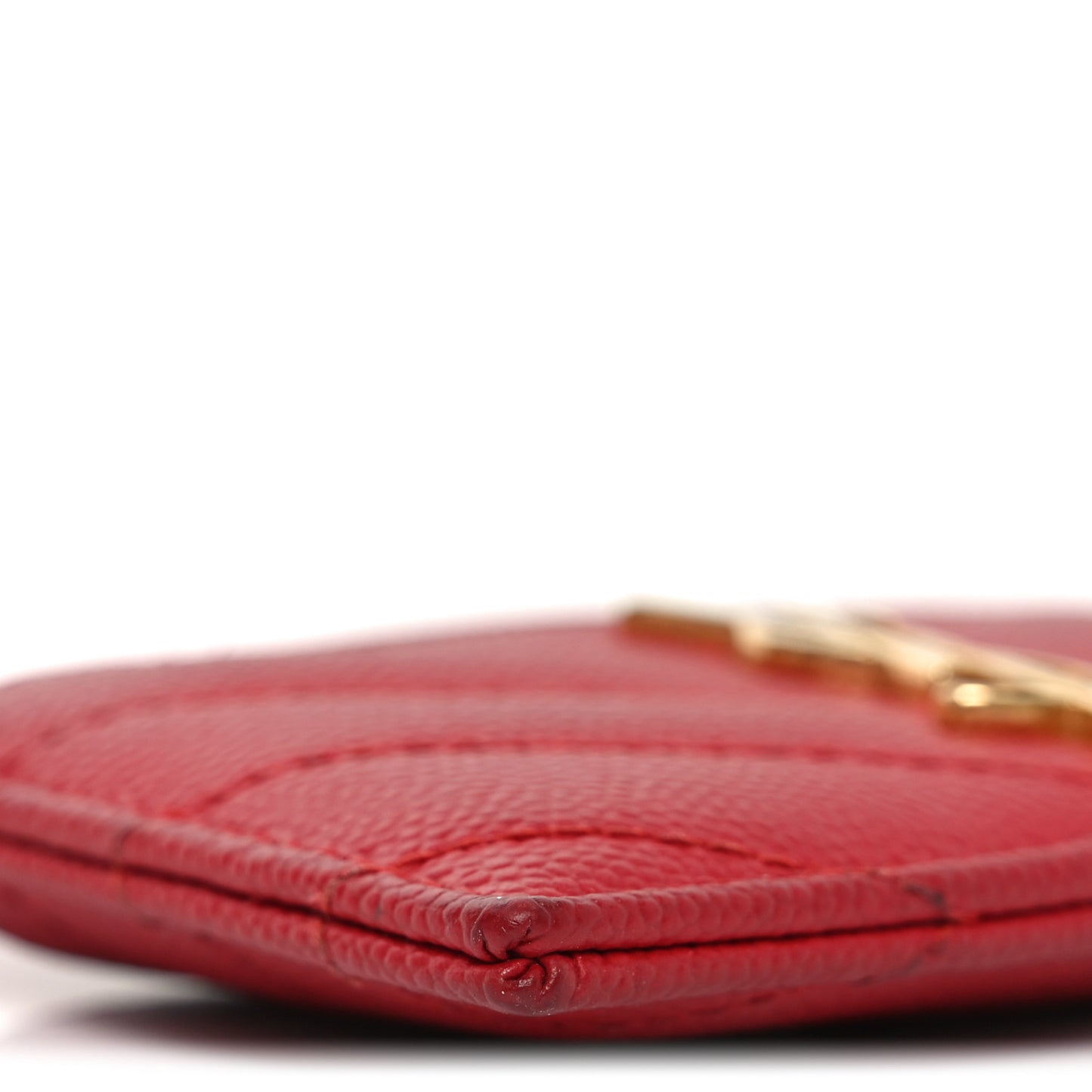 Grain De Poudre Matelasse Chevron Monogram Credit Card Case New Red