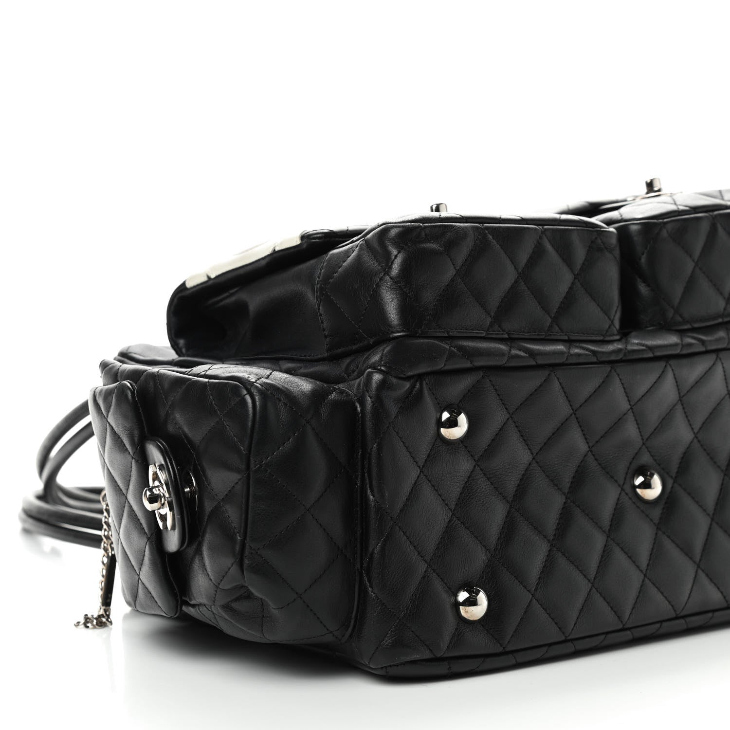Chanel Calfskin Quilted Large Cambon Multipocket Reporter Black White 8 of 13