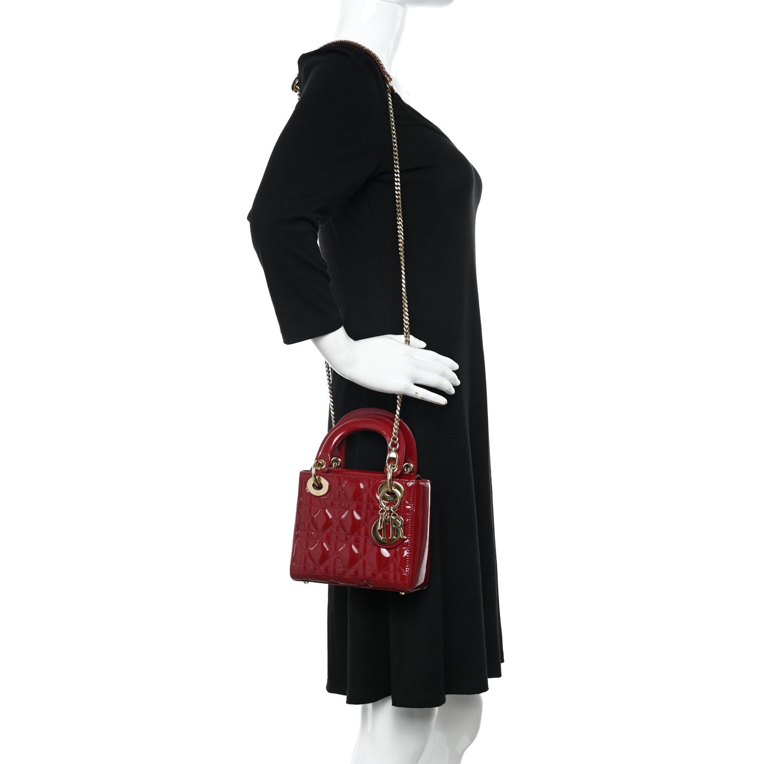 Christian Dior Patent Cannage Mini Lady Dior Red 2 of 10