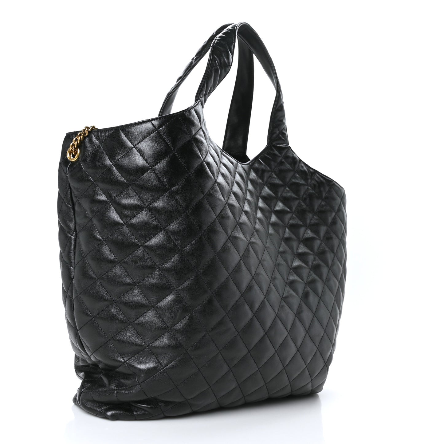Lambskin Quilted Maxi Icare Shopping Tote Black