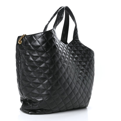 Saint Laurent Lambskin Quilted Maxi Icare Shopping Tote Black 4 of 10