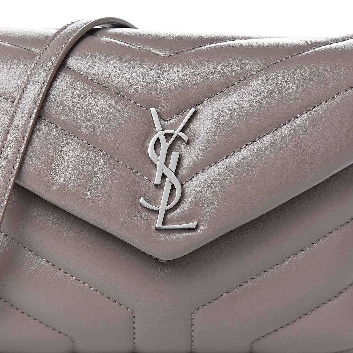 Saint Laurent Calfskin Y Quilted Monogram Toy Loulou Satchel Dusty Grey 10 of 10