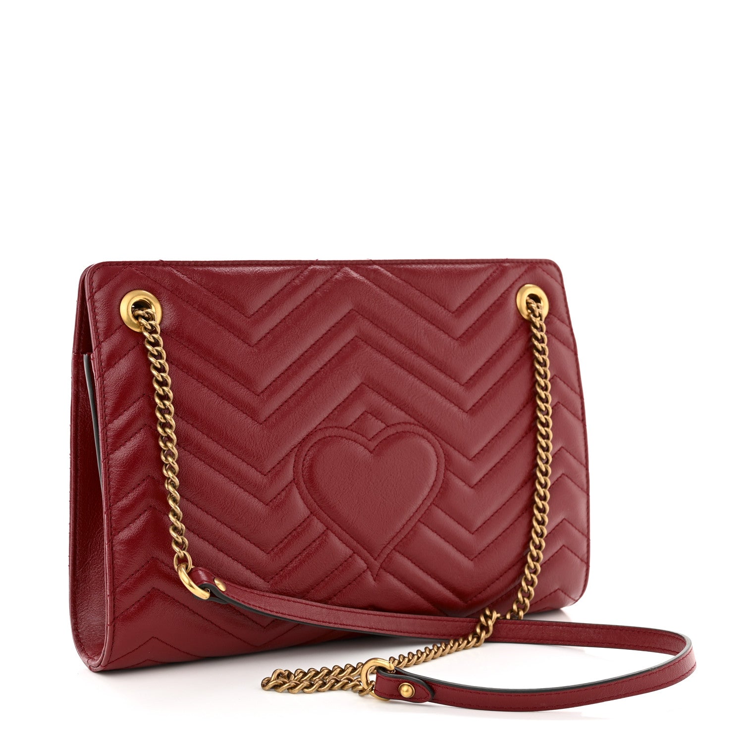 Gucci Azalea Calfskin Matelasse Heart Medium GG Marmont Slim Shoulder Bag Romantic Cerise 3 of 10