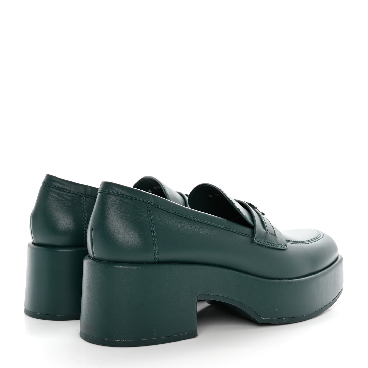 Calfskin CC Platform Loafers 39 Green