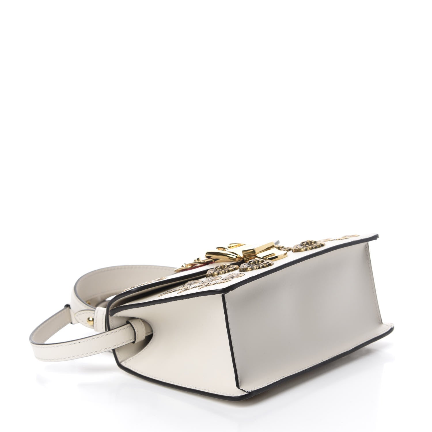 Gucci Calfskin Animal Studs Mini Sylvie Top Handle Bag White 4 of 11