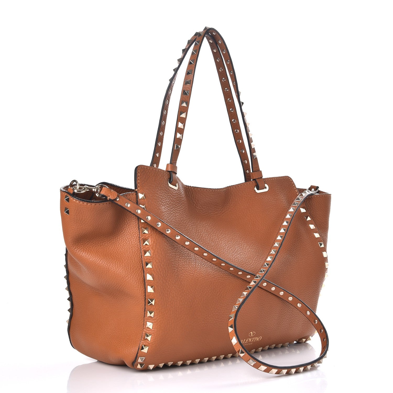 Valentino Garavani Pebbled Calfskin Medium Rockstud Tote Light Cuir 4 of 8