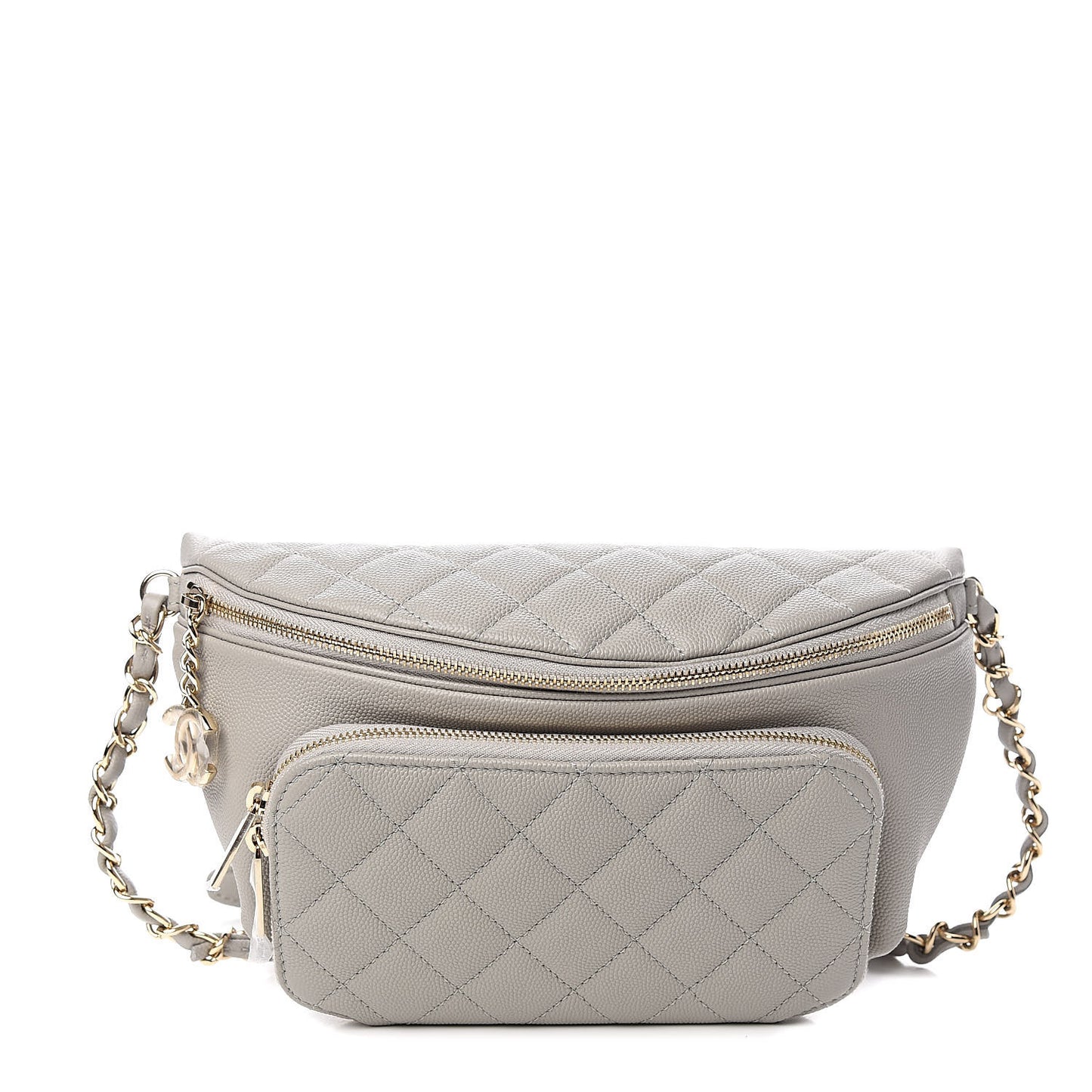 Caviar Quilted Business Affinity Waist Bag Grey