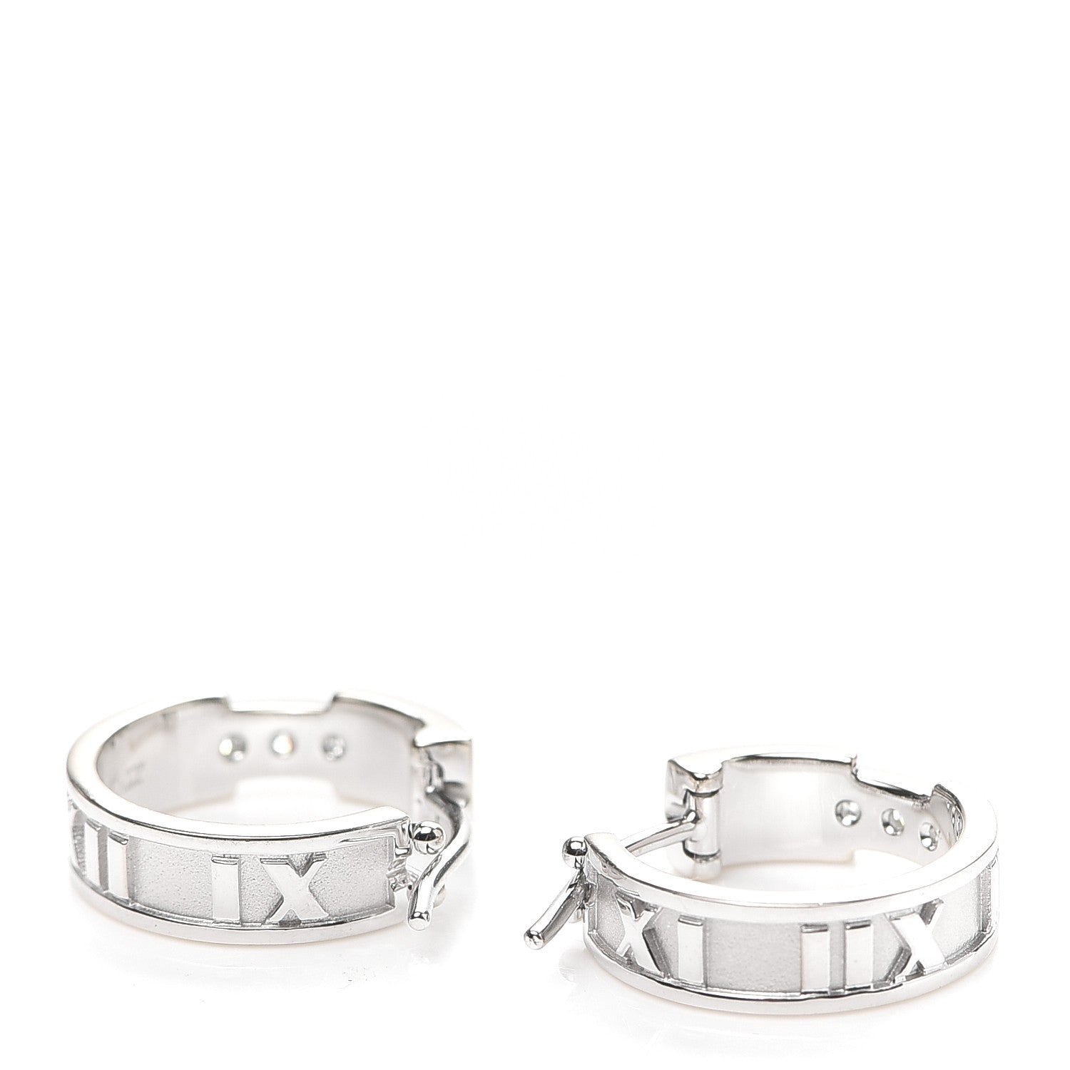 Tiffany 18K White Gold Diamond Atlas Hoop Earrings 3 of 6