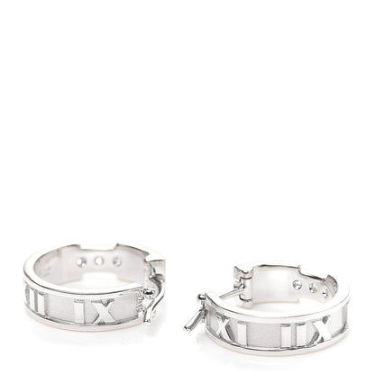 Tiffany 18K White Gold Diamond Atlas Hoop Earrings 3 of 6