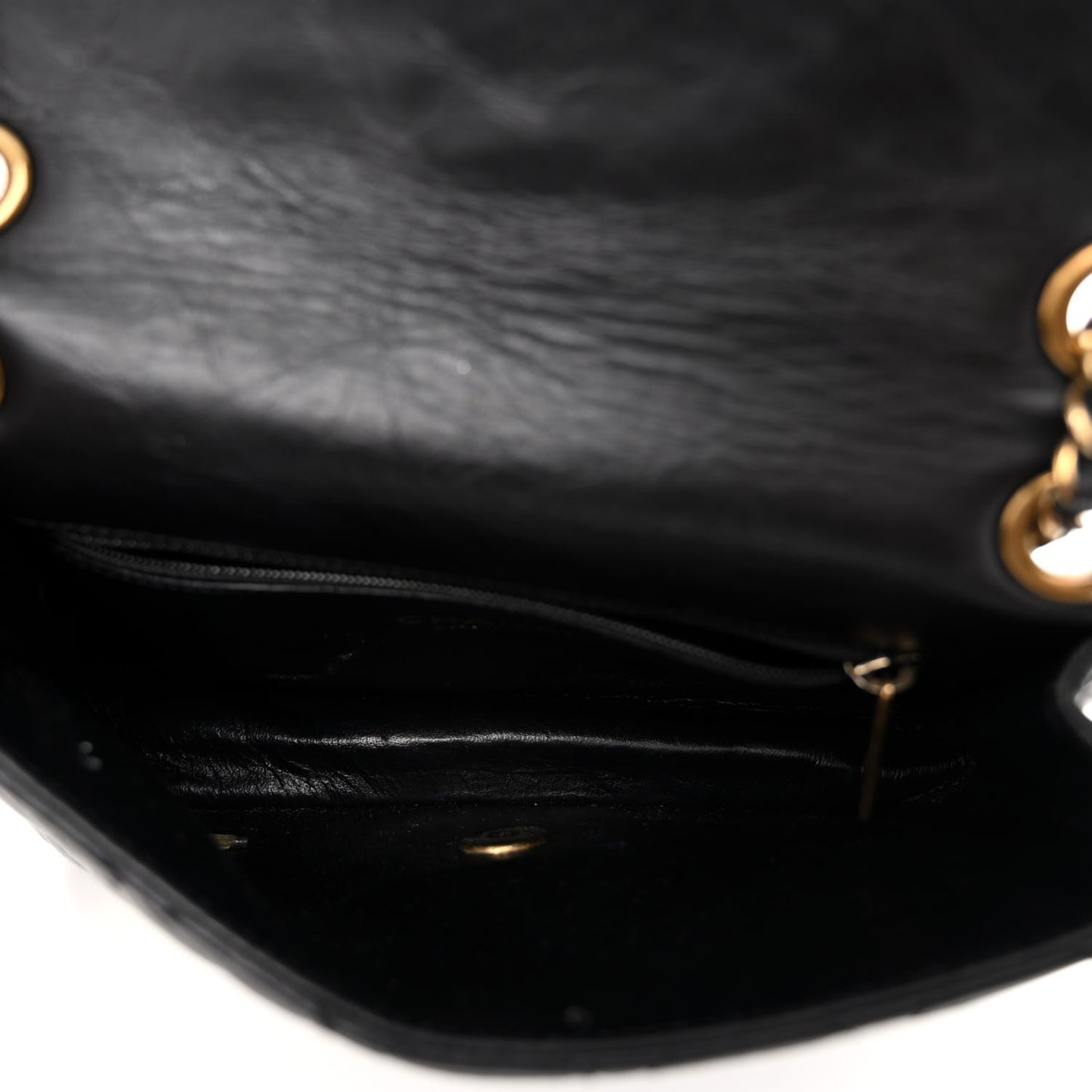 Aged Calfskin Quilted Mini Medallion Flap Black