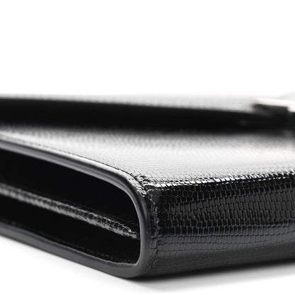 Saint Laurent Patent Lizard Embossed Monogram Cassandra Chain Wallet Black 9 of 11