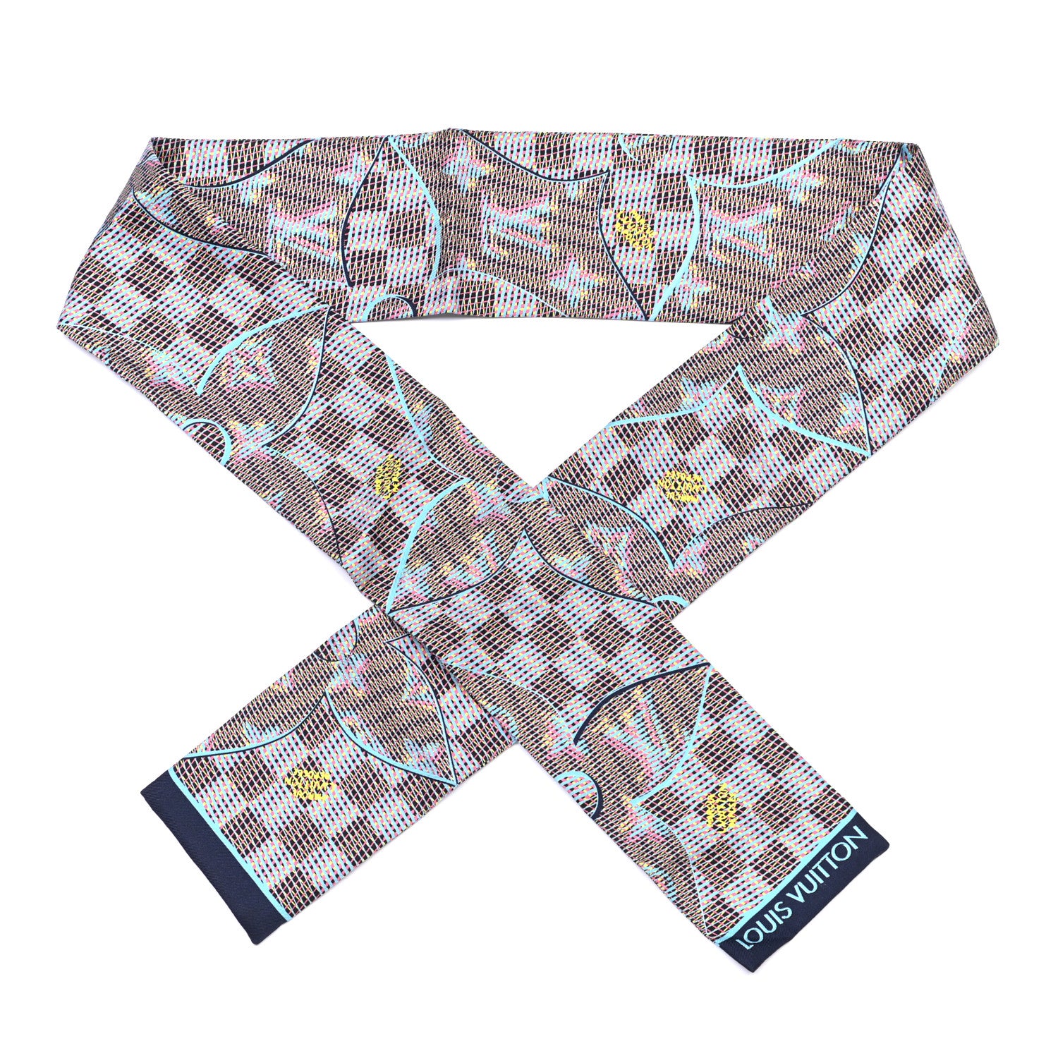 Louis Vuitton Silk Monogram Damier Pop Print Bandeau Blue 1 of 3