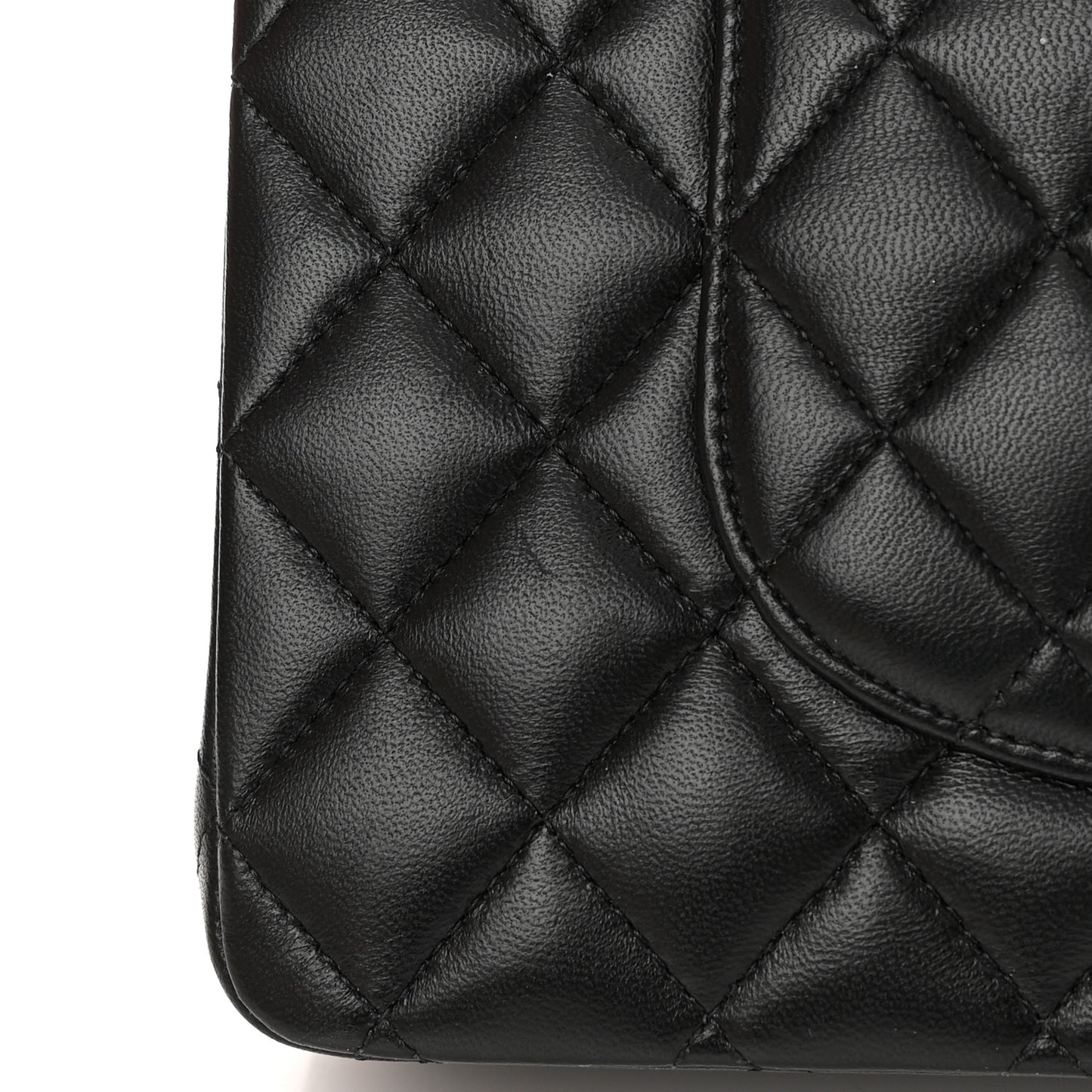 Lambskin Quilted Medium Double Flap Black