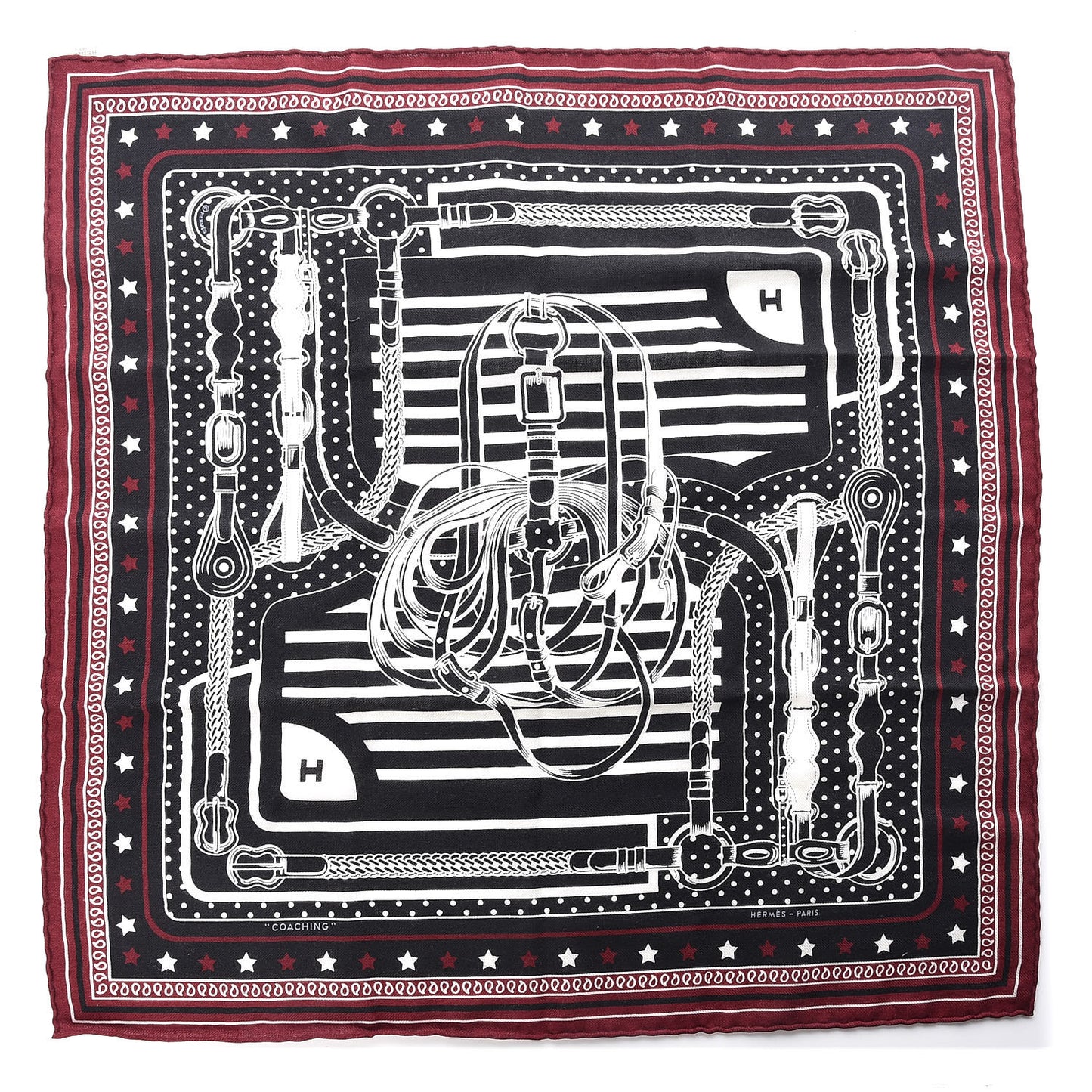 Cashmere Silk Coaching Bandana Scarf 55 Black Quetsche White