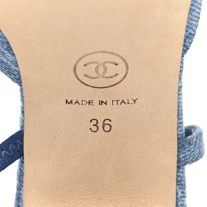 Chanel Denim Cap Toe Denim Slingback Pumps 36 Blue 8 of 9