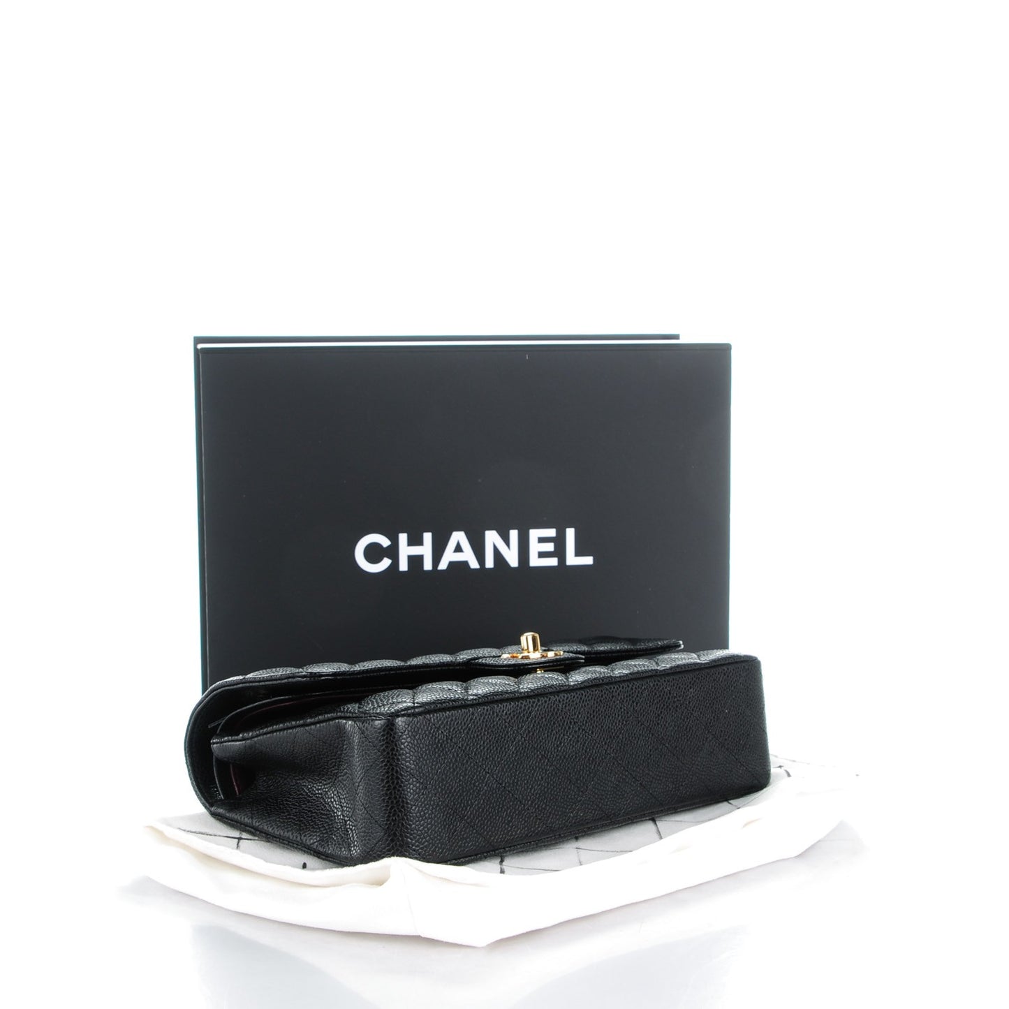 Caviar Quilted Medium Double Flap Black