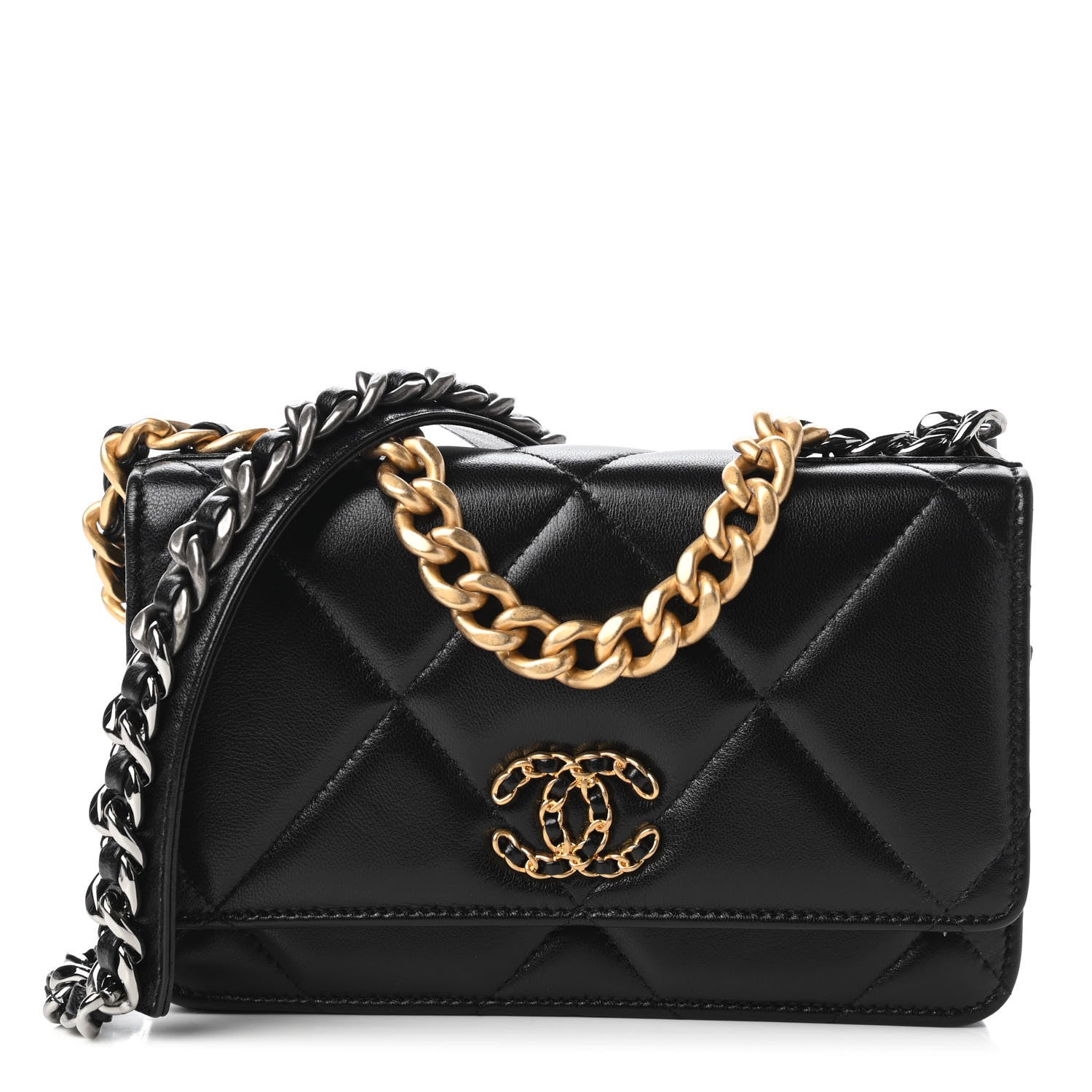 Chanel Lambskin Quilted Chanel 19 Wallet On Chain WOC Black 1 of 12