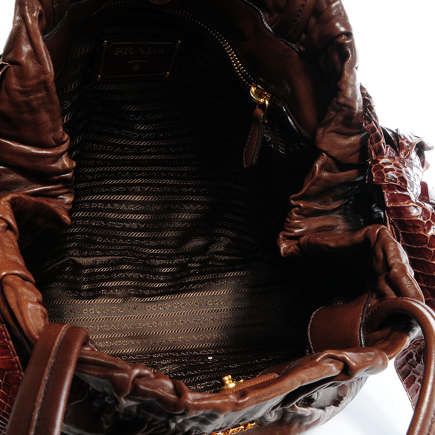 Prada Nappa Antique Python Bow Bag Bruciato 10 of 11