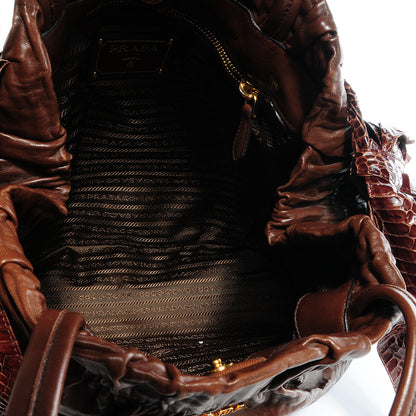 Prada Nappa Antique Python Bow Bag Bruciato 10 of 11