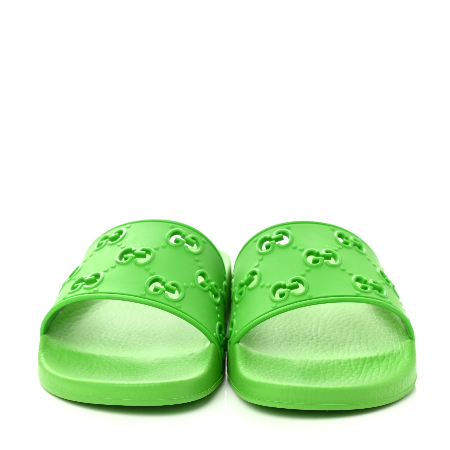 Gucci Rubber GG Monogram Perforated Mens Slide Sandals 6 Green 3 of 8
