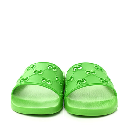 Gucci Rubber GG Monogram Perforated Mens Slide Sandals 6 Green 3 of 8
