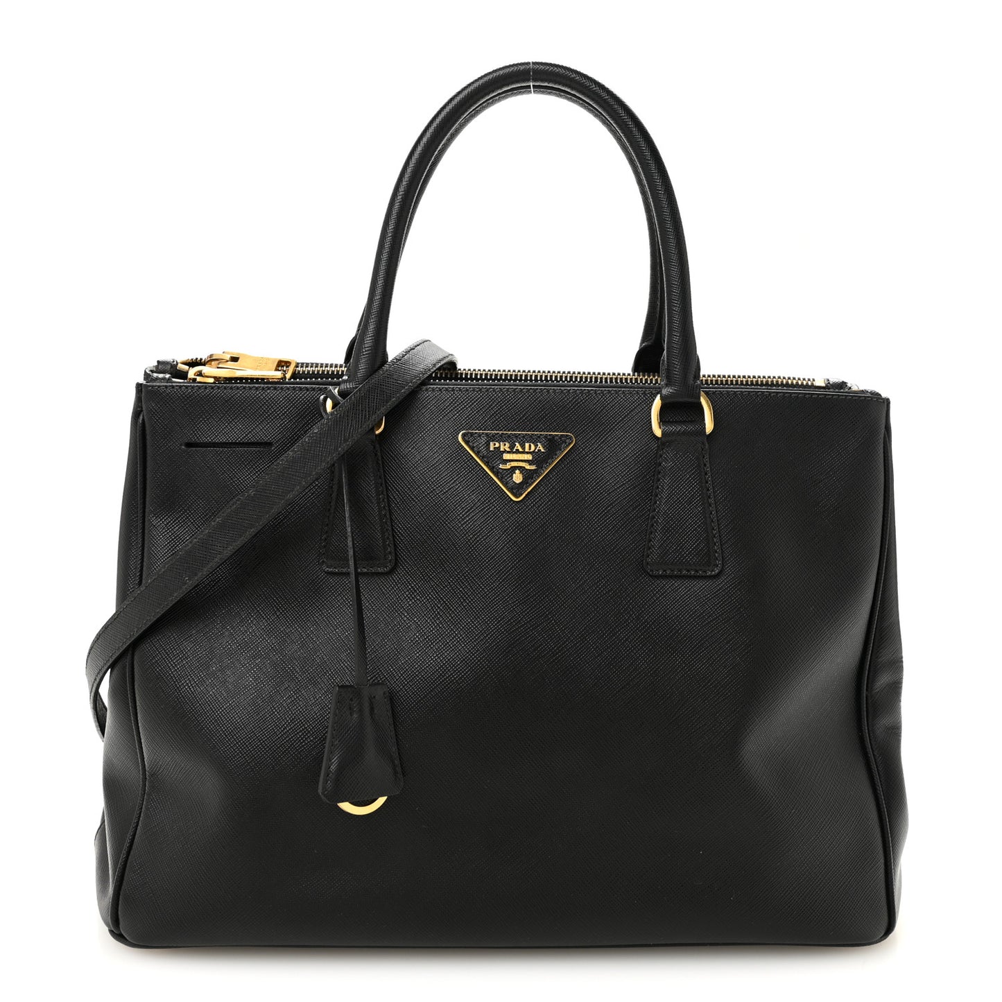 Saffiano Medium Galleria Double Zip Tote Black