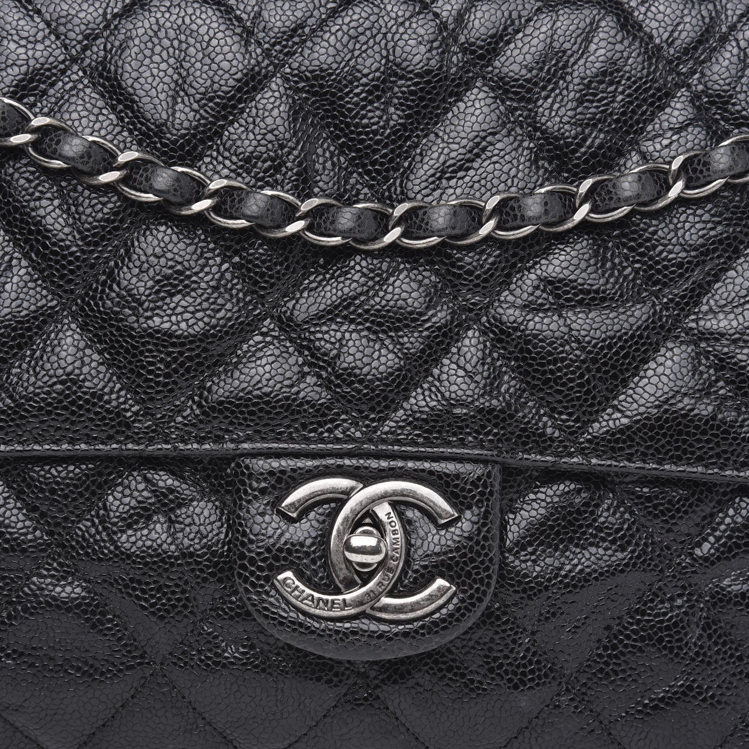 Chanel Crumpled Grained Calfskin Jumbo CC Crave Flap Black 14 of 15