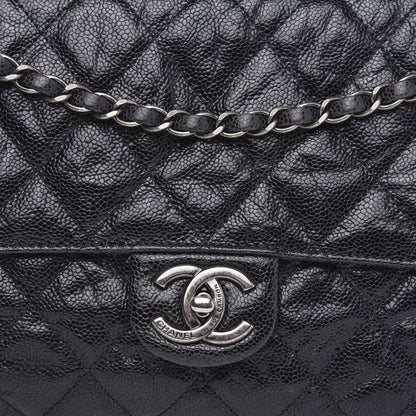 Chanel Crumpled Grained Calfskin Jumbo CC Crave Flap Black 14 of 15