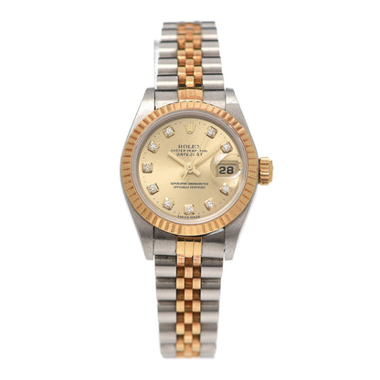 Rolex Stainless Steel 18K Yellow Gold Diamond 26mm Oyster Perpetual Datejust Watch Champagne 69173 1 of 5