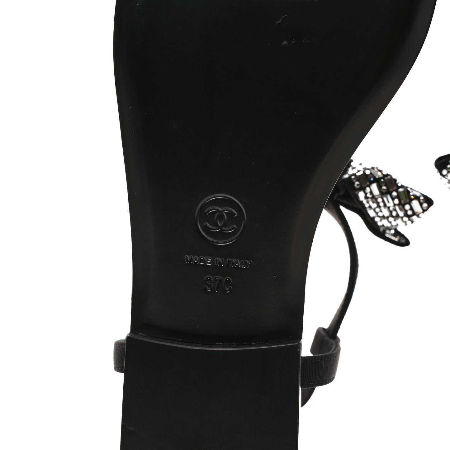 Grosgrain Velvet Crystal Bow Thong Sandals 37 Black